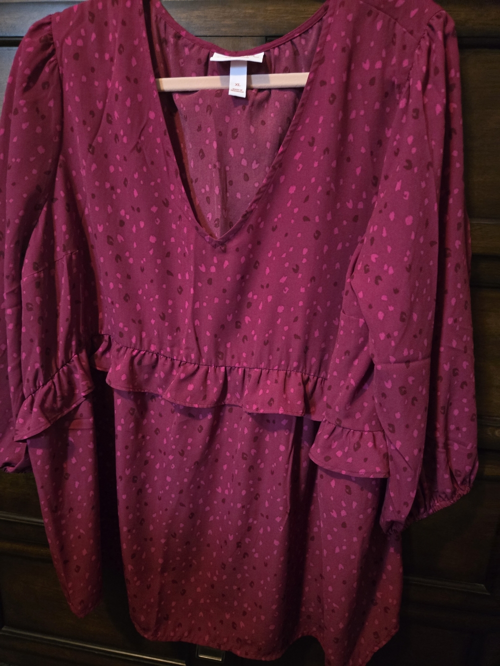 Ingrid & Isabel Burgundy Pink Printed V-Neck Maternity Blouse
